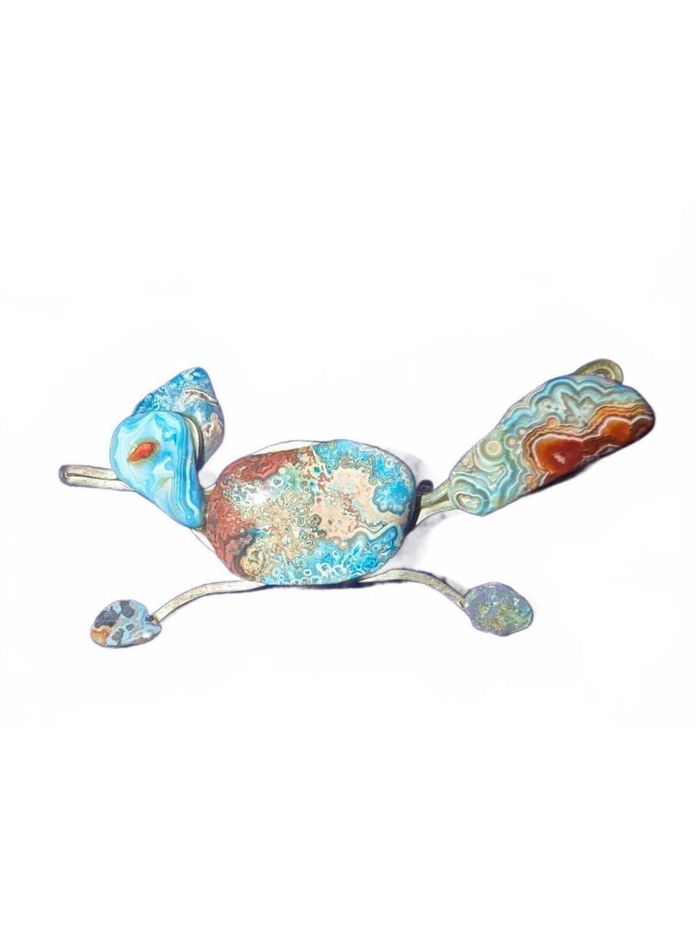 Vintage Abstract Agate Stone Brooch Pin